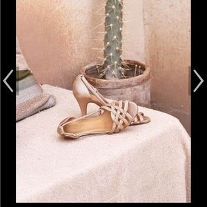 Sezane Sz 36 Mona leather sandals Rose Gold worn once